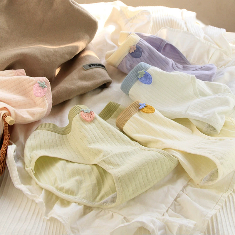 Strawberry Patch Cotton Mid Waisted Underwear