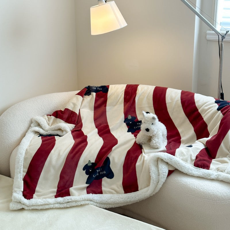 Cartoon Dog Print Sherpa Print Blanket