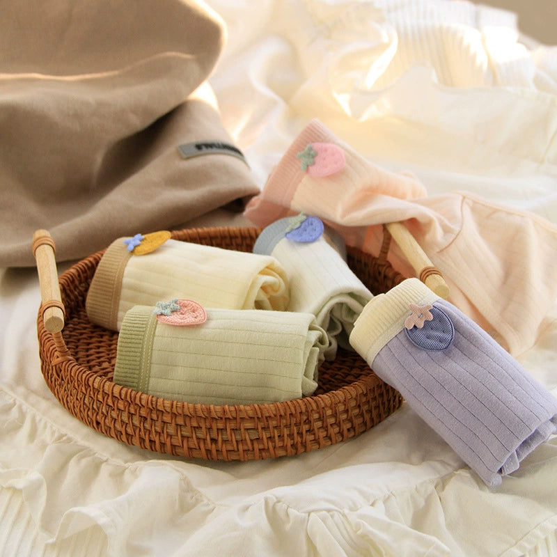 Strawberry Patch Cotton Mid Waisted Underwear