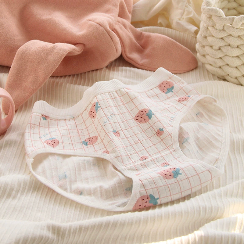 Strawberry Print Cotton Mid Waisted Underwear