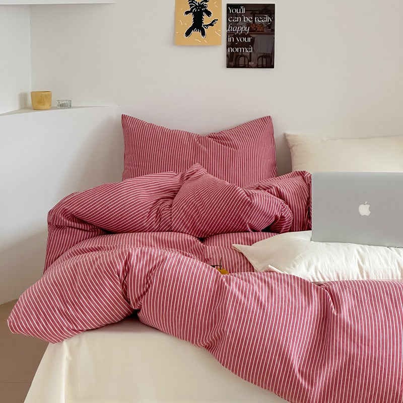 Saturated Berry Washed Cotton 4-Piece Bedding Set