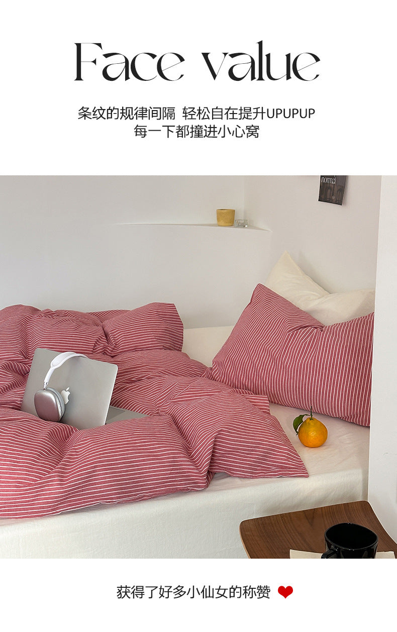 Saturated Berry Washed Cotton 4-Piece Bedding Set