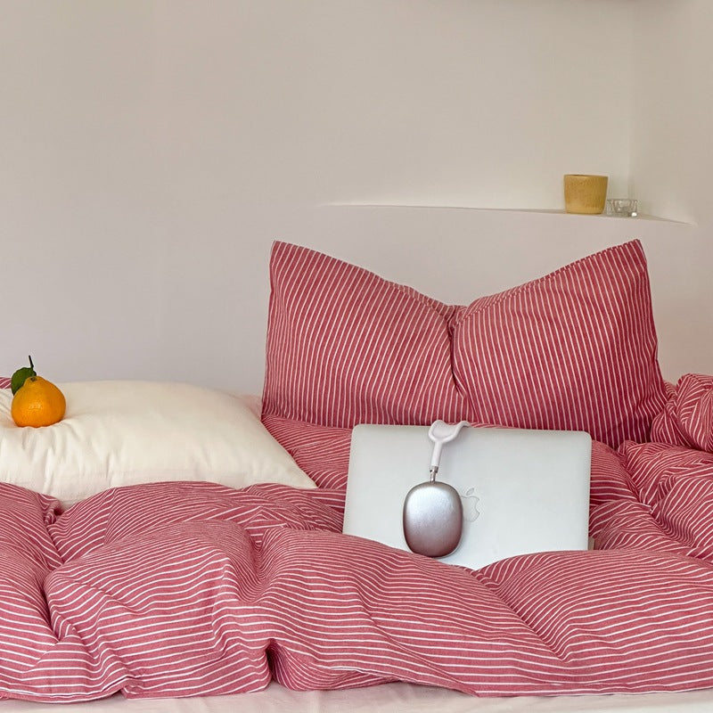 Saturated Berry Washed Cotton 4-Piece Bedding Set