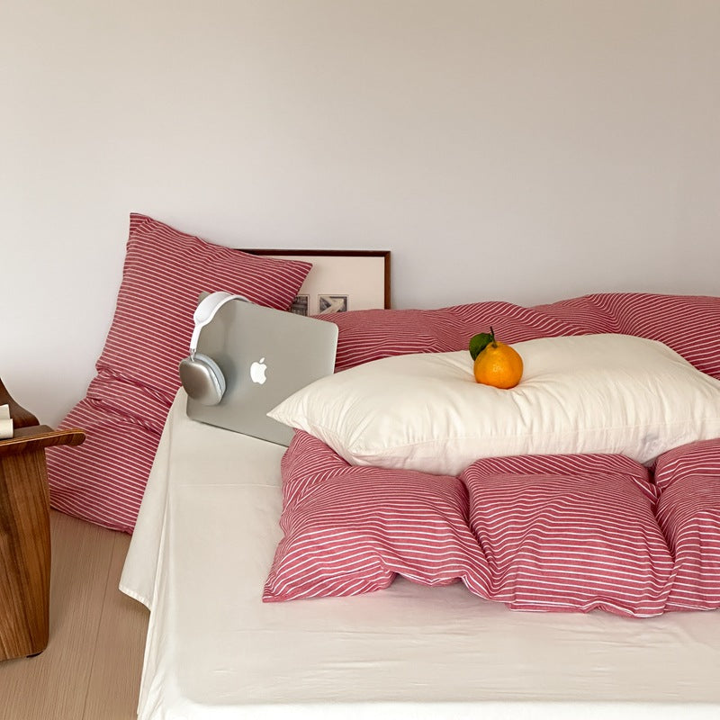 Saturated Berry Washed Cotton 4-Piece Bedding Set