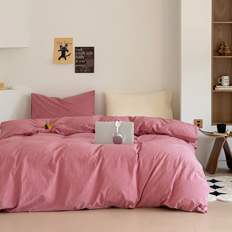 Saturated Berry Washed Cotton 4-Piece Bedding Set