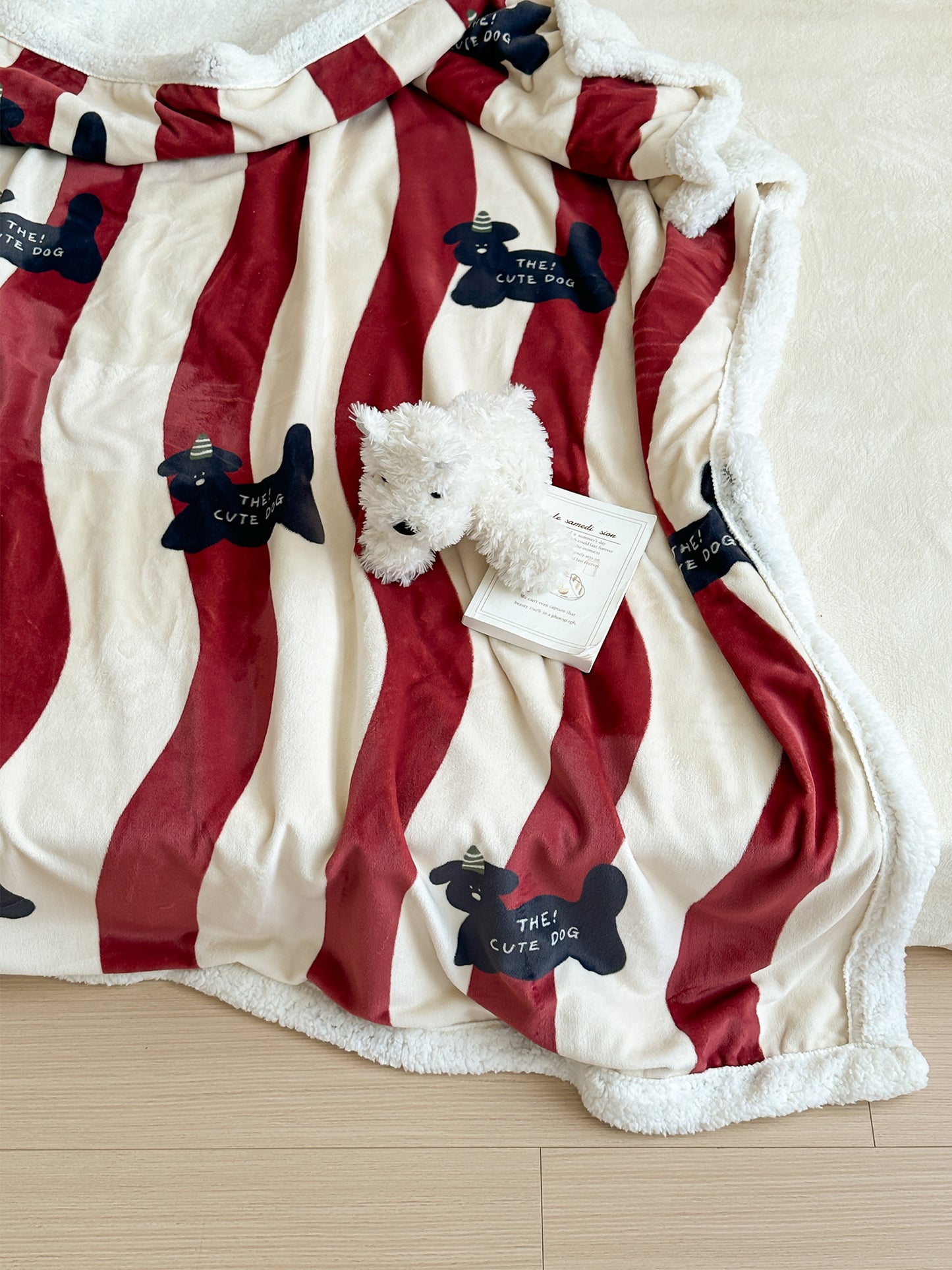 Cartoon Dog Print Sherpa Print Blanket