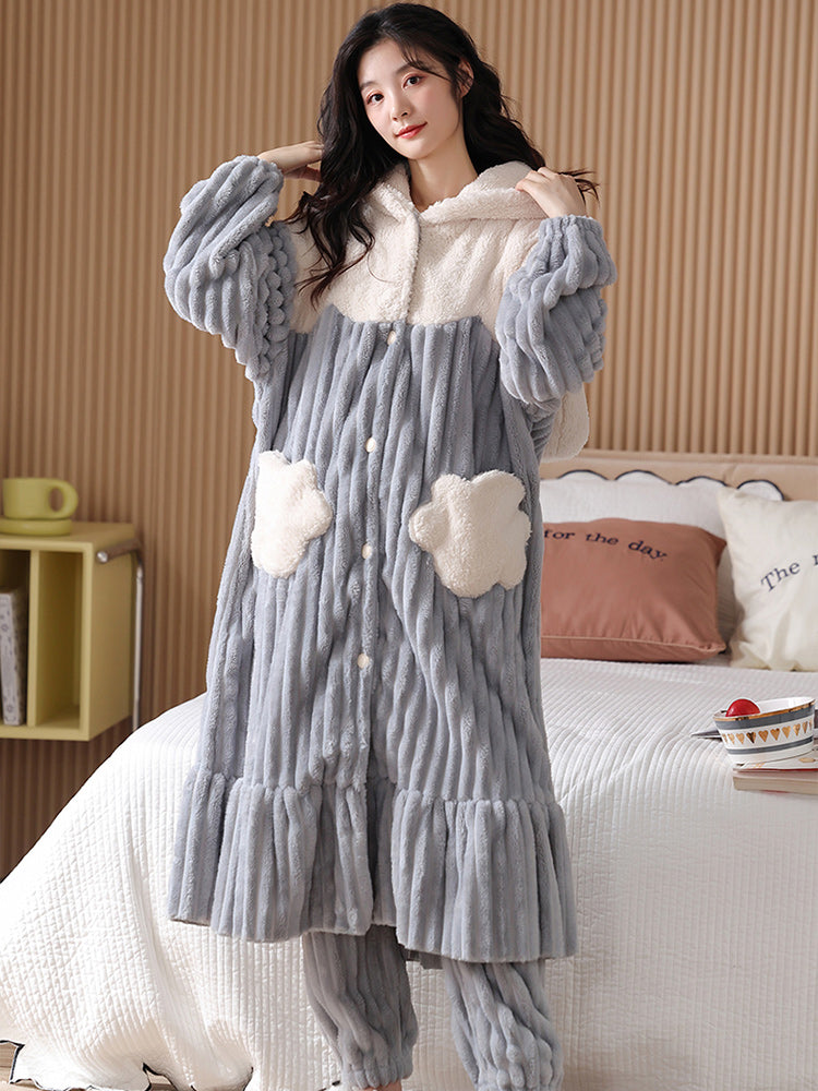 Cinnamoroll Hooded Fleece Long Pajama Set
