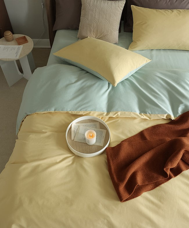 100s Mixed Colors Brushed Cotton 4-Piece Bedding Set