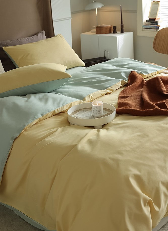 100s Mixed Colors Brushed Cotton 4-Piece Bedding Set