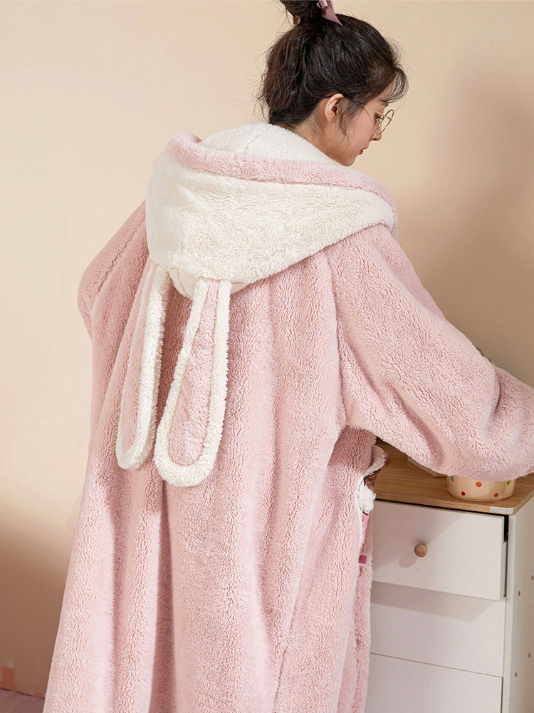 Cupcake Rabbit Hooded Fleece Pajama Rob
