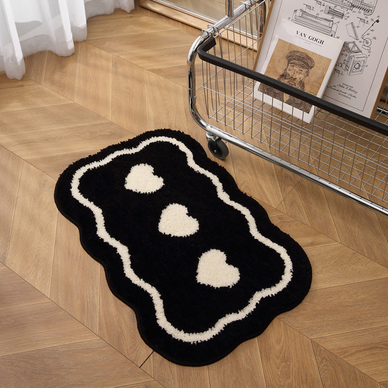 Contrasting Heart Bath Mat