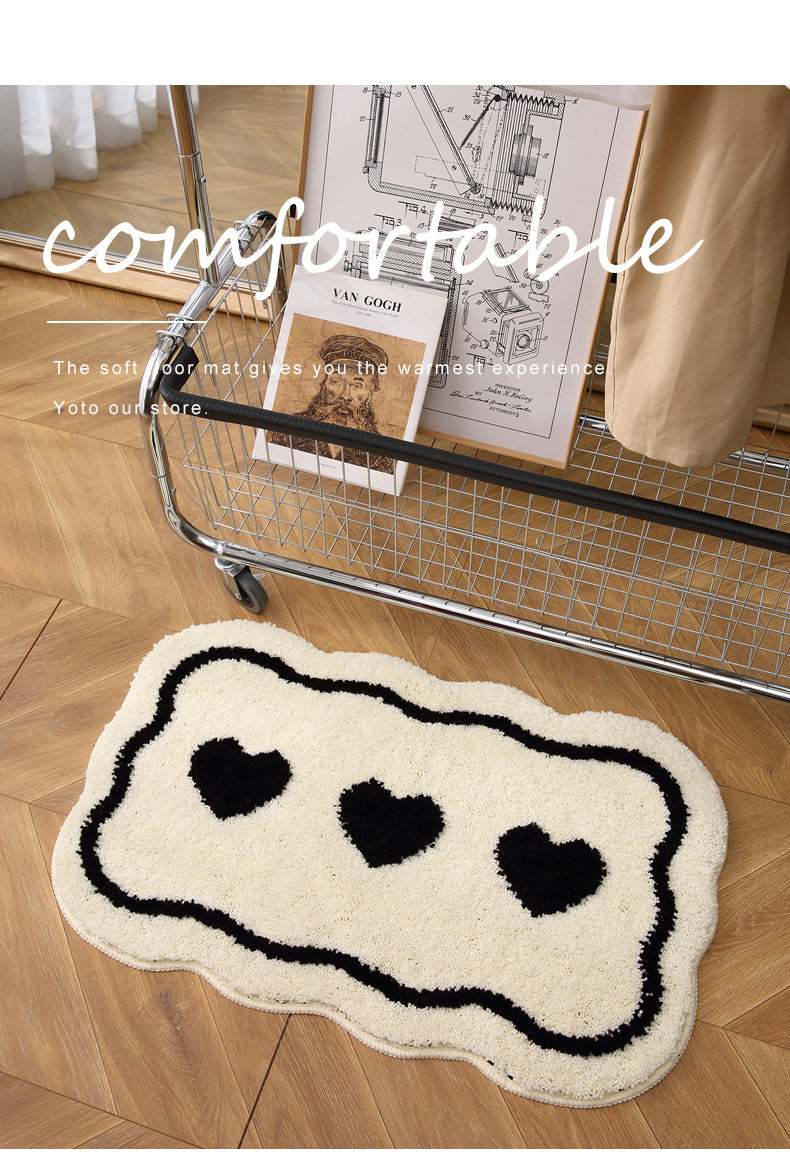 Contrasting Heart Bath Mat
