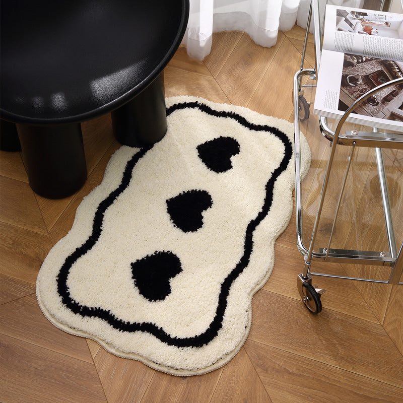 Contrasting Heart Bath Mat