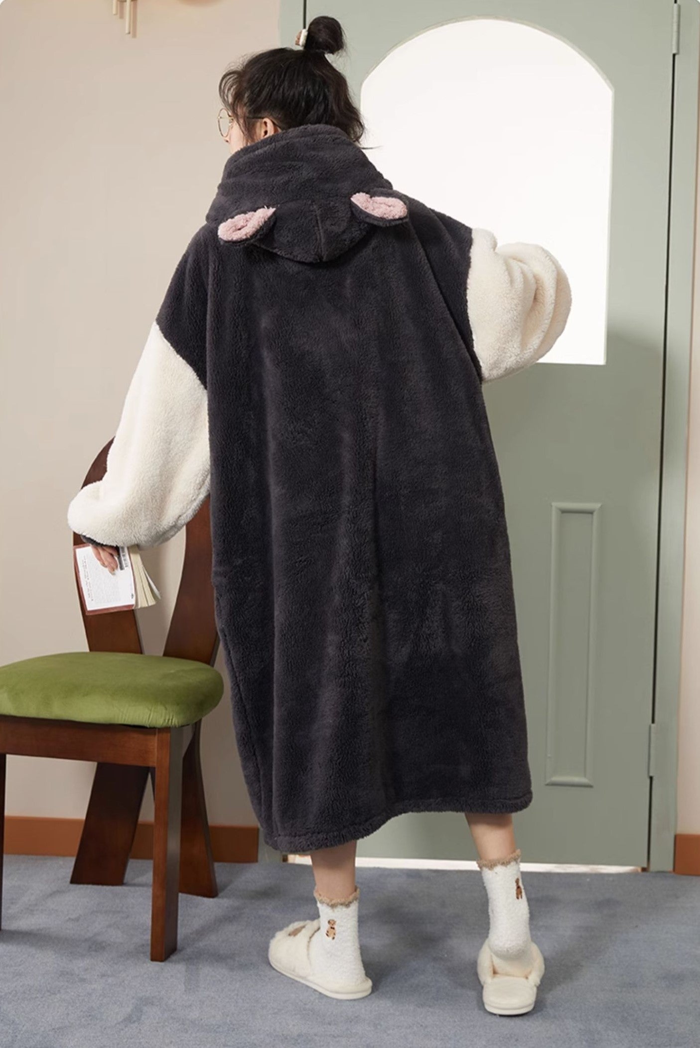 Cat Lucifer Hooded Fleece Pajama Rob