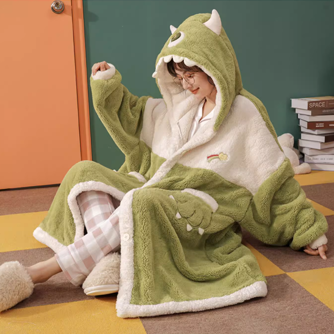 Monster Hooded Fleece Pajama Rob
