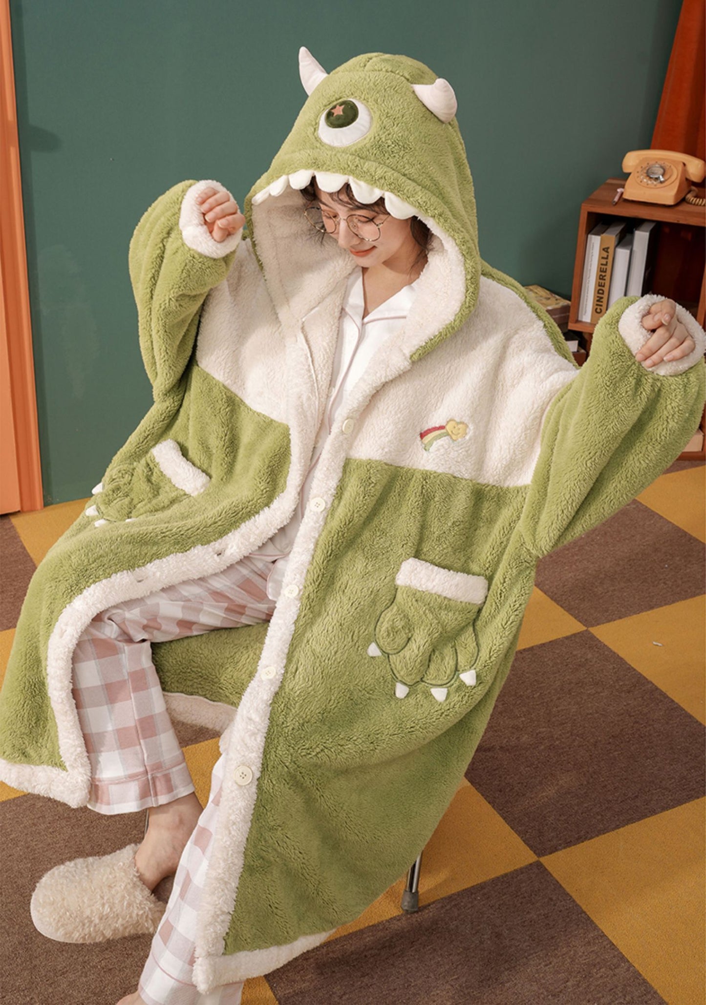 Monster Hooded Fleece Pajama Rob