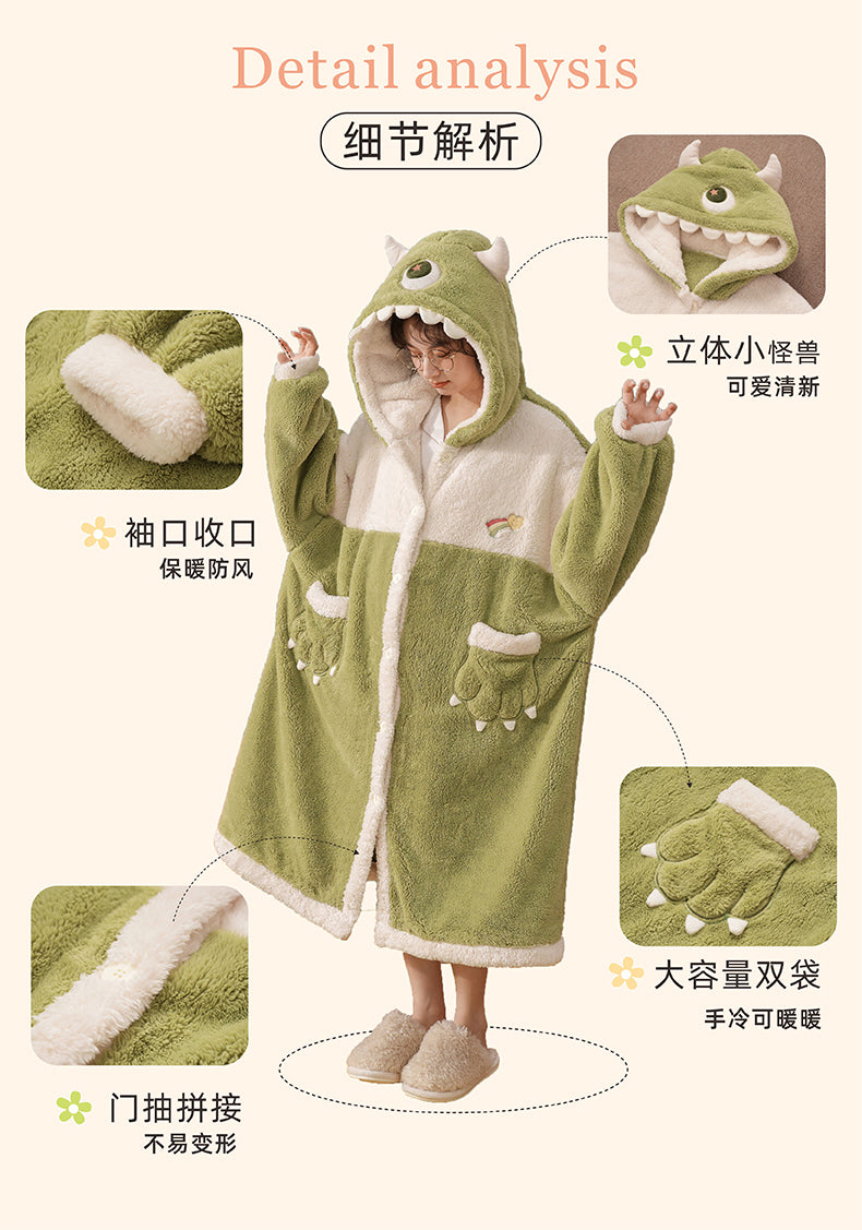 Monster Hooded Fleece Pajama Rob
