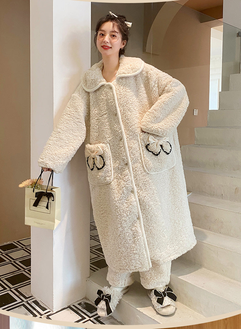 Ribbon Sherpa Fleece Pajama Set