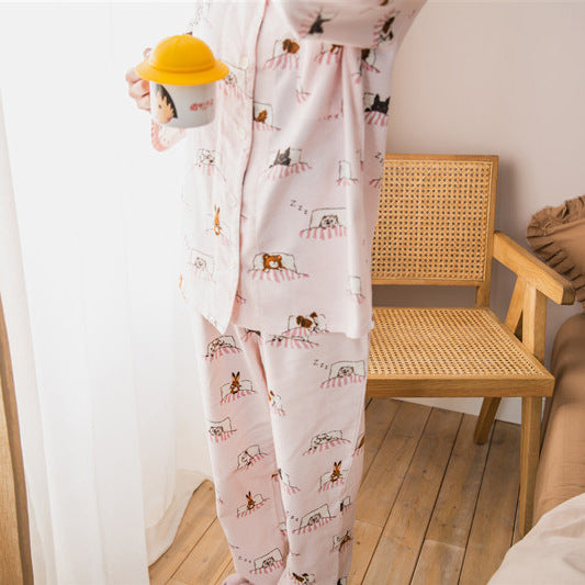 Brushed Cotton Cartoon Animals Pajama Set
