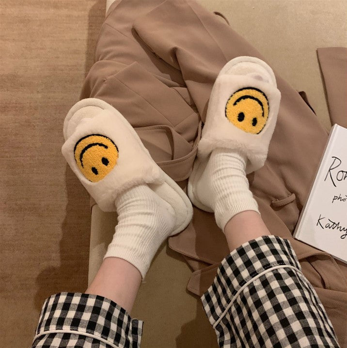 Fleece Smiley Face Slipper