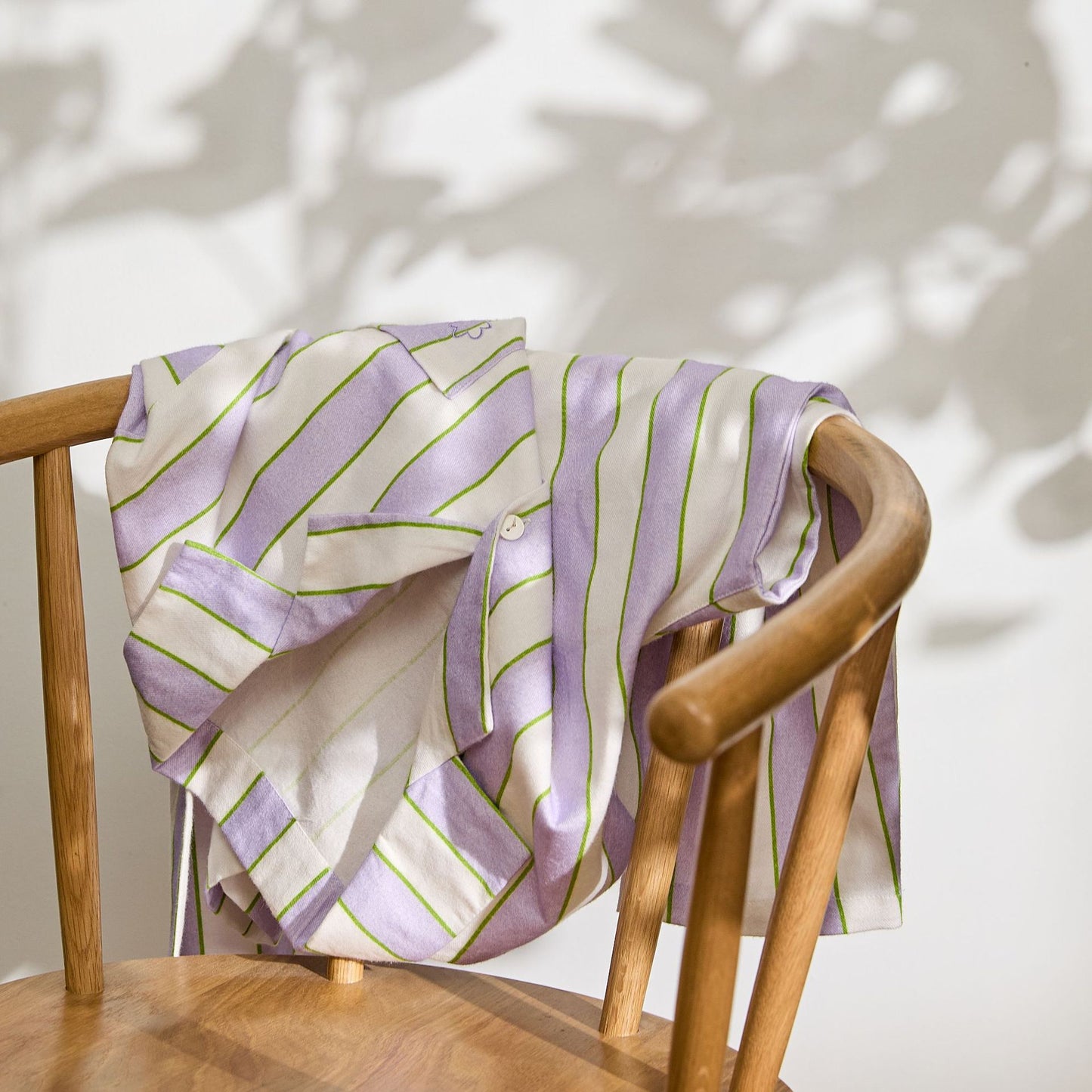 Brushed Cotton Fox Embroidered Striped Pajama Set