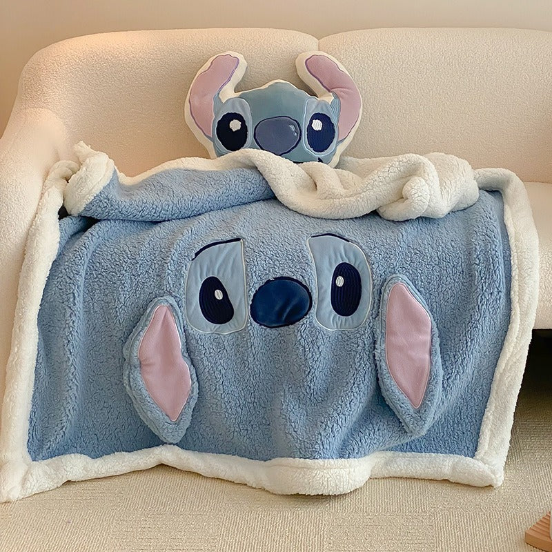 Sherpa Cartoon Print Blanket with Plushie