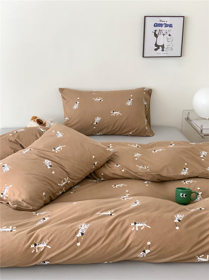 Soft Knitted Dalmatian Print 4-Piece Bedding Set