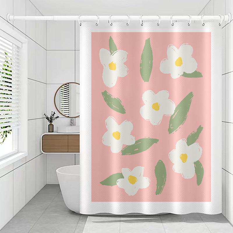 Pink Flower Print Shower Curtain