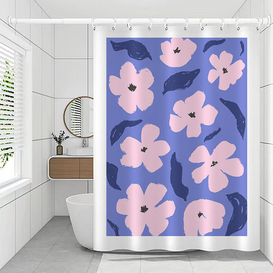 Purple Flower Print Shower Curtain