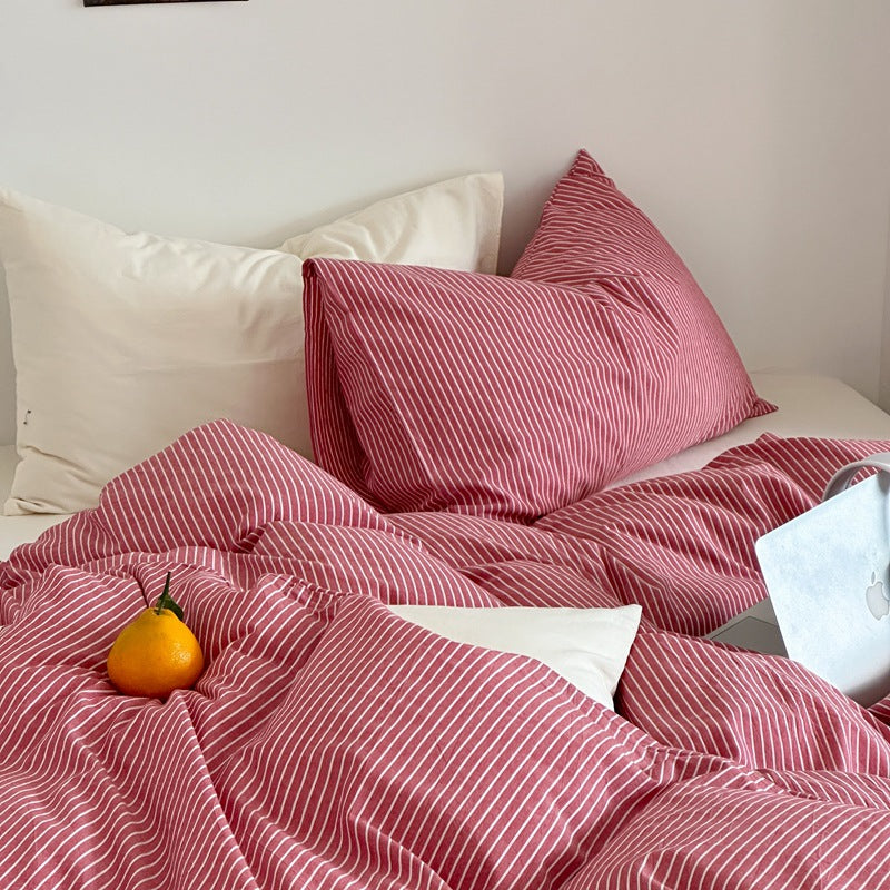 Saturated Berry Washed Cotton 4-Piece Bedding Set