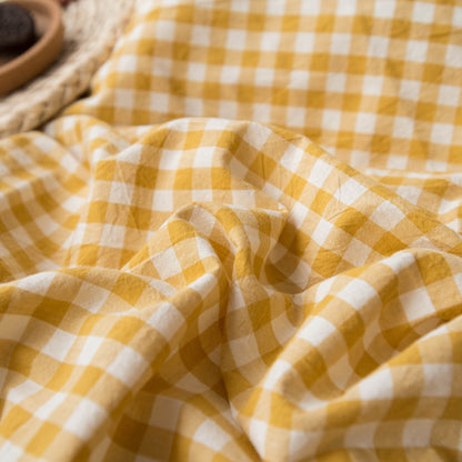 Washed Cotton Checkered 4-Piece Bedding Set