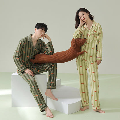 Dachshund Print Cotton Couple Pajama Set