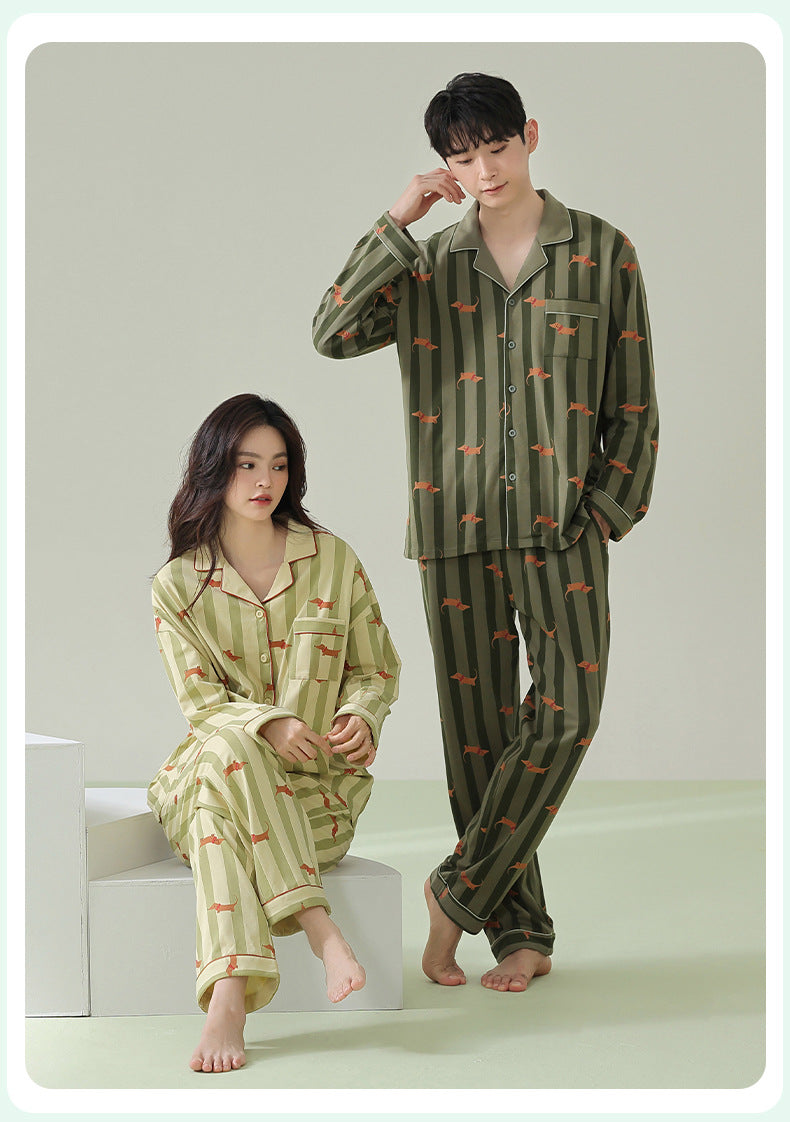 Dachshund Print Cotton Couple Pajama Set