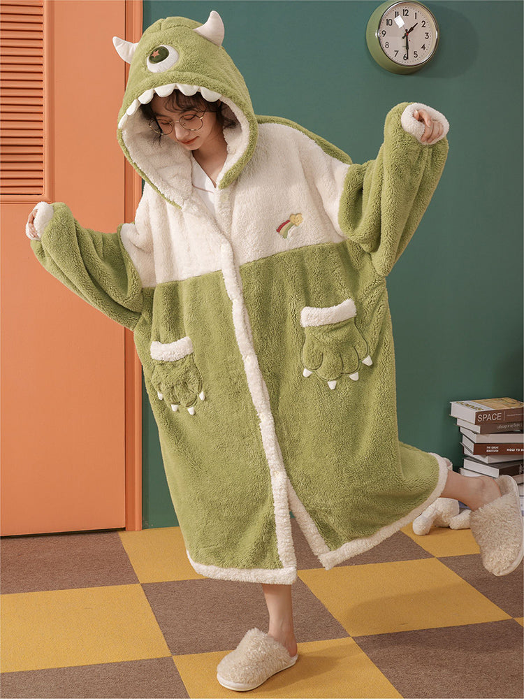Monster Hooded Fleece Pajama Rob
