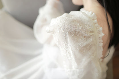Soft Mesh Lace Mid Sleeve Long Sleep Dress