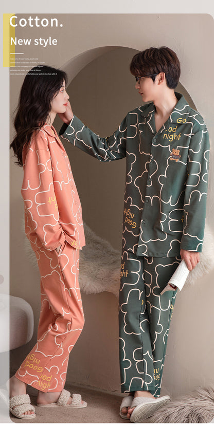 Pattern Cotton Couple Pajama Set