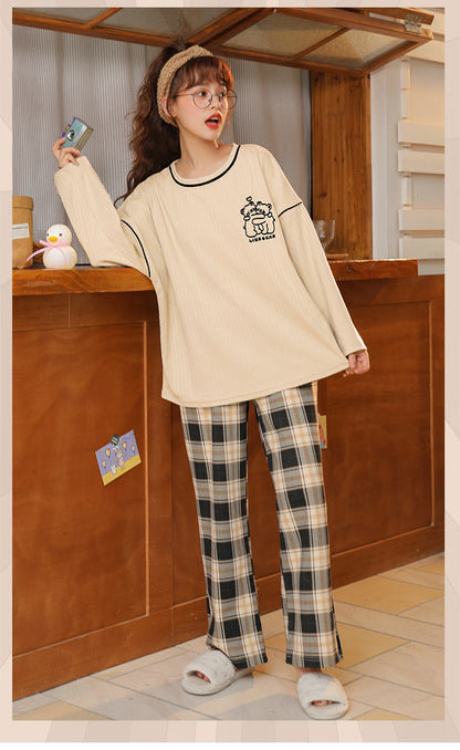Cartoon Bear Cotton Pajama Set