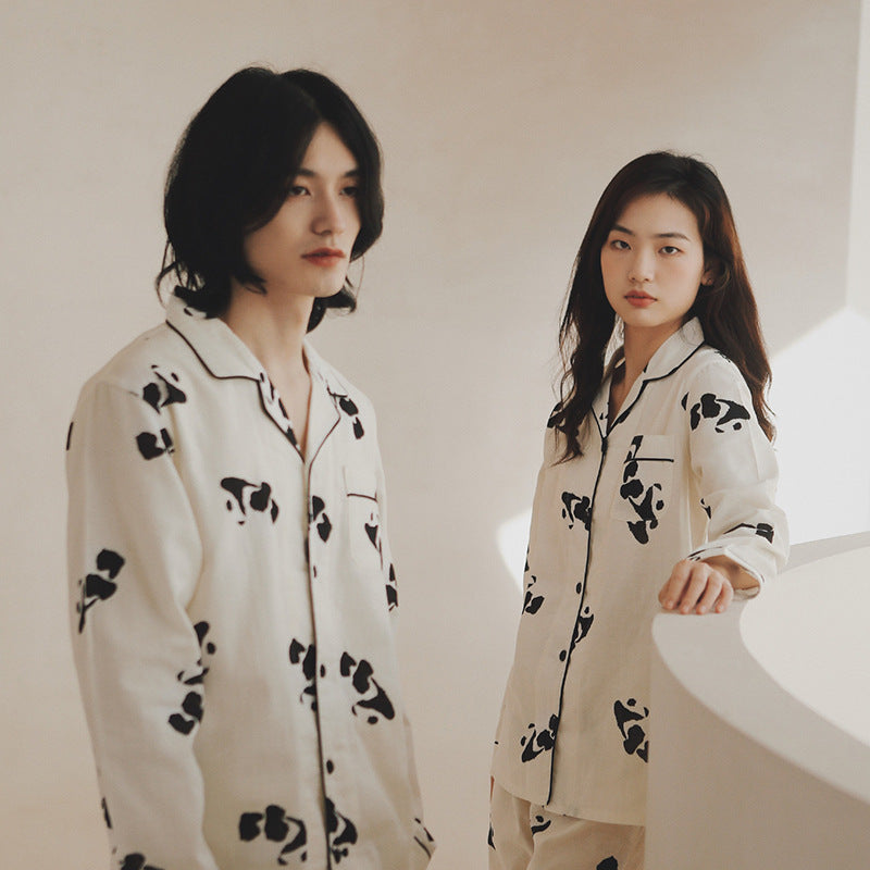 Panda Print Cotton Couple Pajama Set