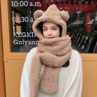 Sherpa Bear Hat with Scarf Attached