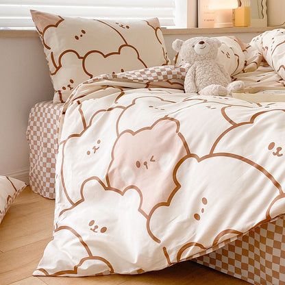 Cartoon Brown Bear 4-Piece Bedding Set