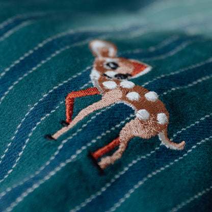 Embroidered Deer Brushed Cotton Couple Pajama Set