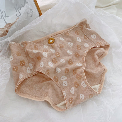 Cotton Flower Button Mid Waisted Underwear