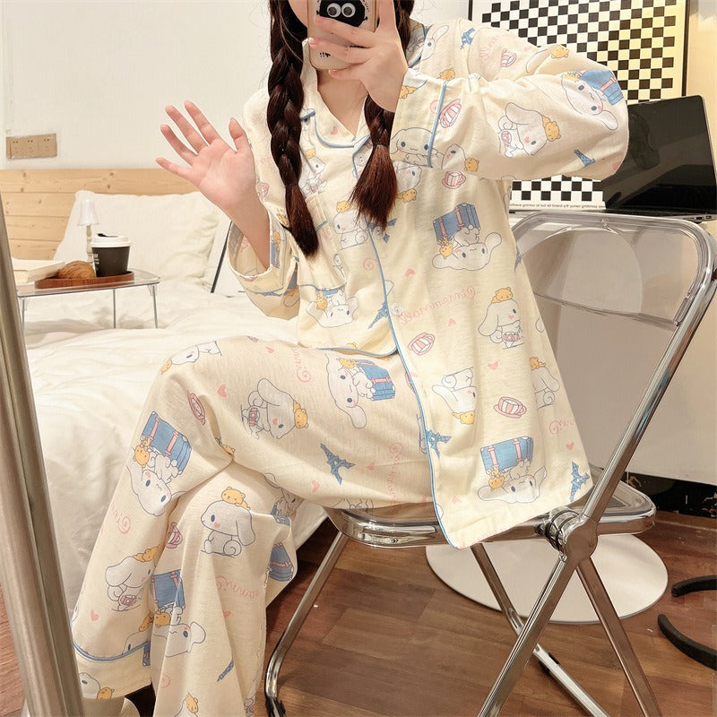 Cartoon Cotton Long Sleeve Pajama Set