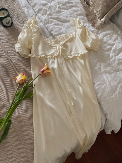 Retro Puff Sleeve Padded Sleep Dress