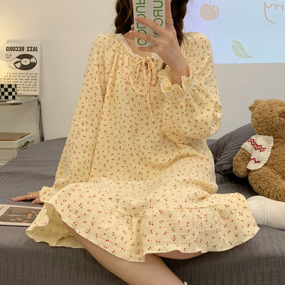 Floral Print Long Sleeve Sleep Shirt
