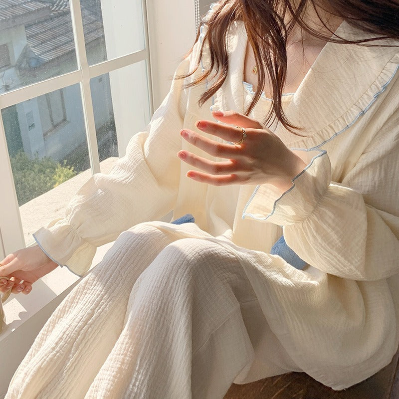 Flower Cotton Long Sleeve Pajama Set