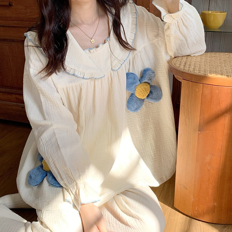 Flower Cotton Long Sleeve Pajama Set