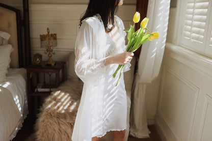 Ice Silk Lace Dress with Robe
