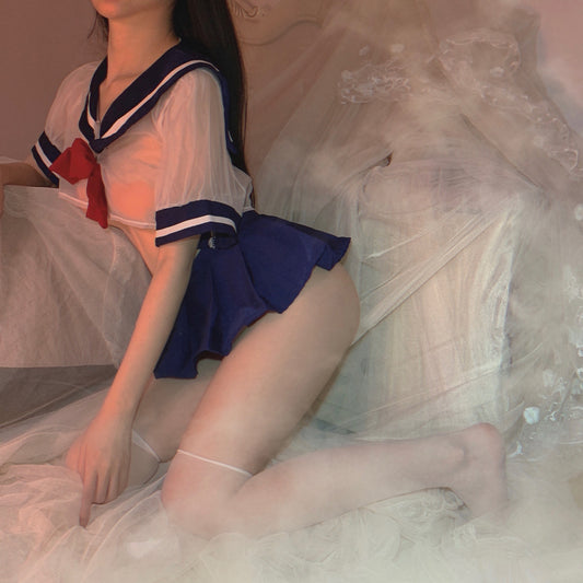 Crop Top Mesh Sailor Set