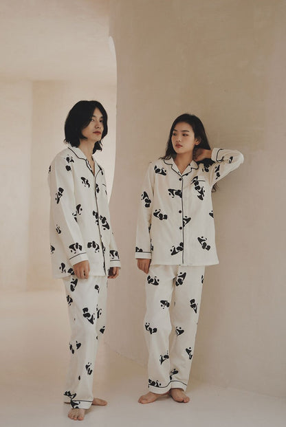 Panda Print Cotton Couple Pajama Set